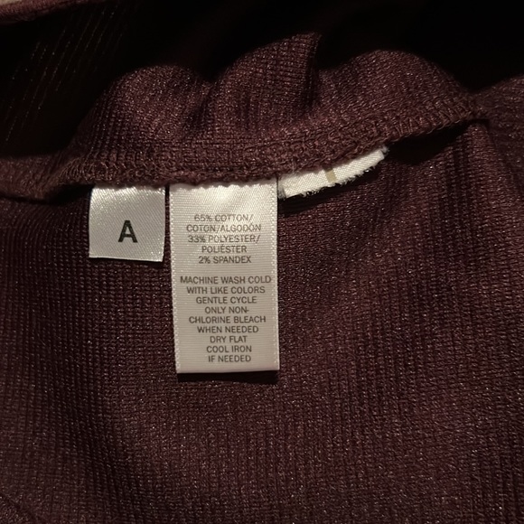 Loft Ribbed Maroon 3/4 length sleeve mini dress Sz 6P - Picture 5 of 5